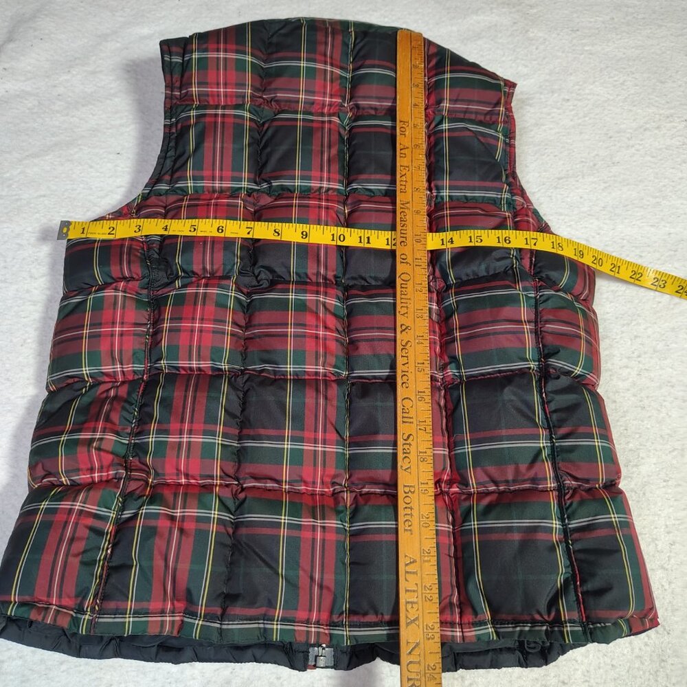 Eddie Bauer Goose Down Vest Womens Plaid Red Green Black Full Zip Puffer - Picture 6 of 16